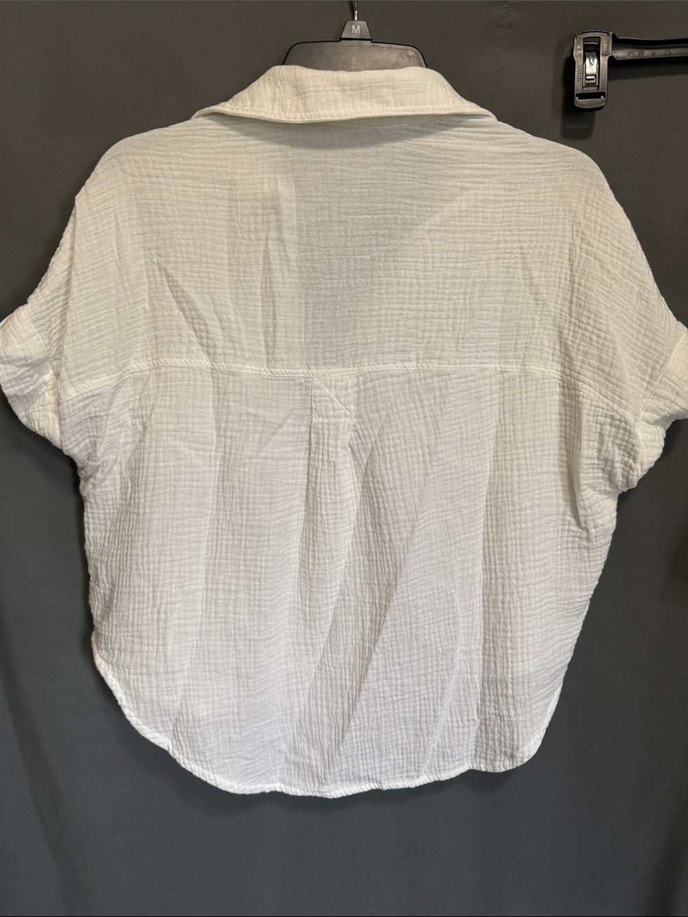 White Textured Button-Front Women’s Shirt - Picture 2 of 2